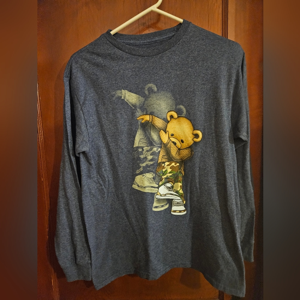 Hard Ten cotton long sleeve shirt with dabbing bear L